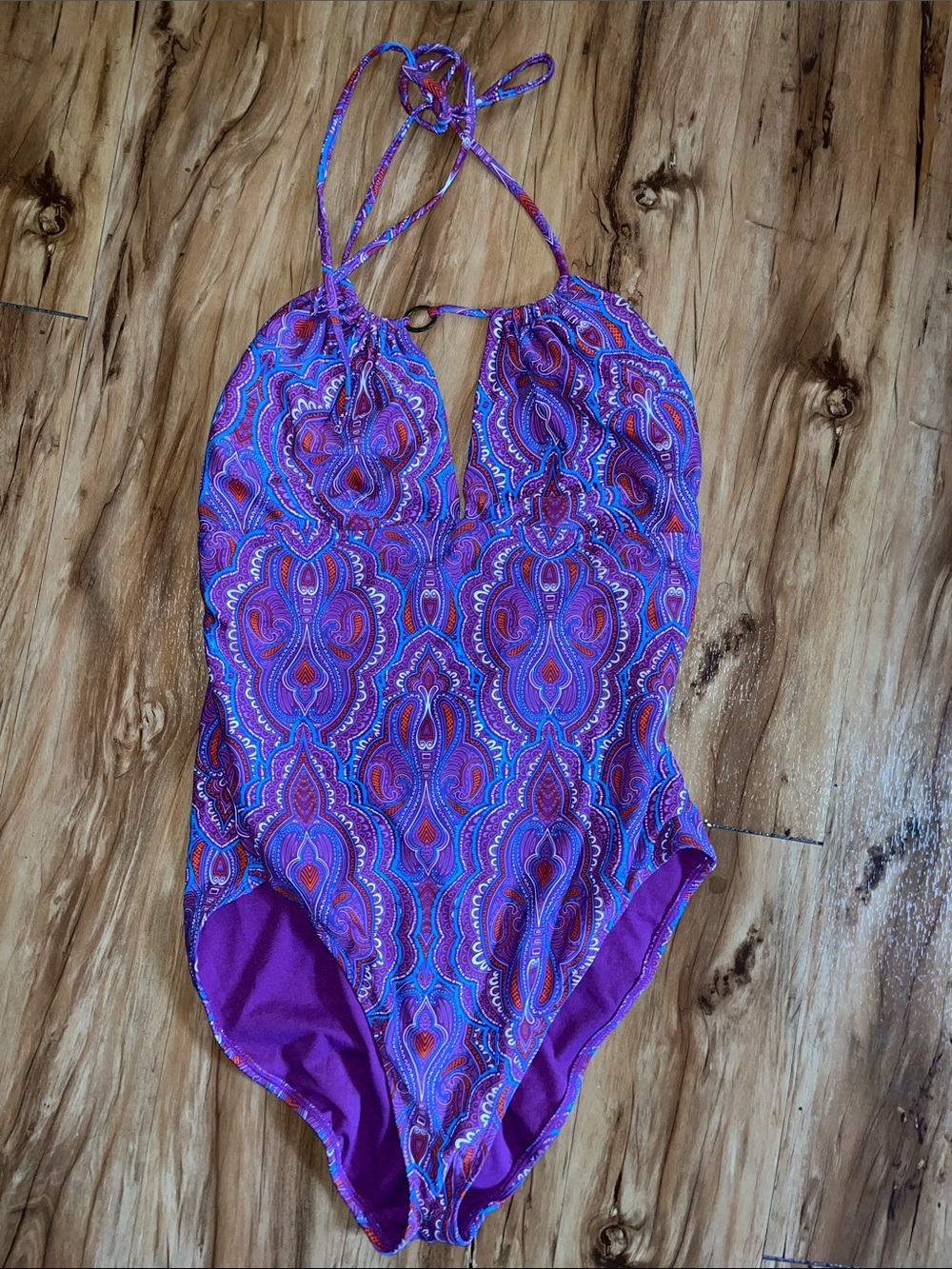 OLD NAVY Purple Paisley Halter Keyhole One-Piece Swimsuit-Never Worn